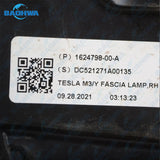 TESLA Model 3 / Y Fog Light Lamp LED (Dark lamp) Right Side 1077392-00-F (17-23)